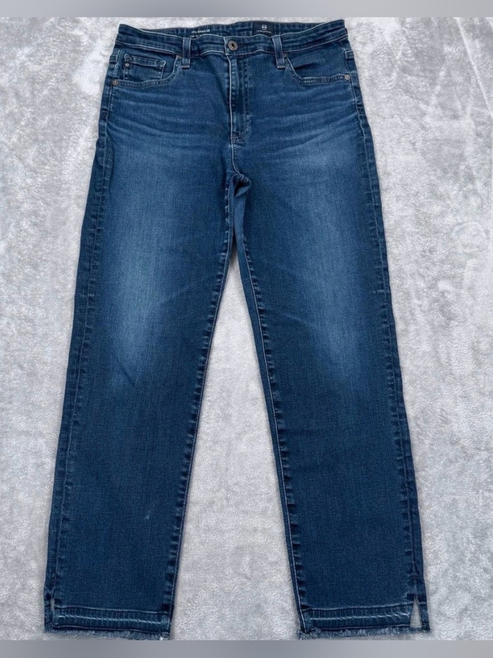 AG Jeans The Isabelle High Rise Straight Crop split Raw Hem Size 31R